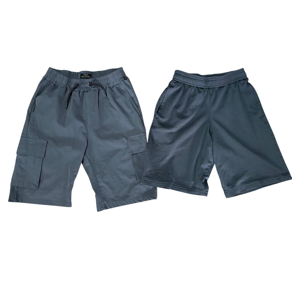 BOYS SHORTS SIZE M 8/10 BUNDLE 2 PCS GRAY PULL ON CASUAL SPORT